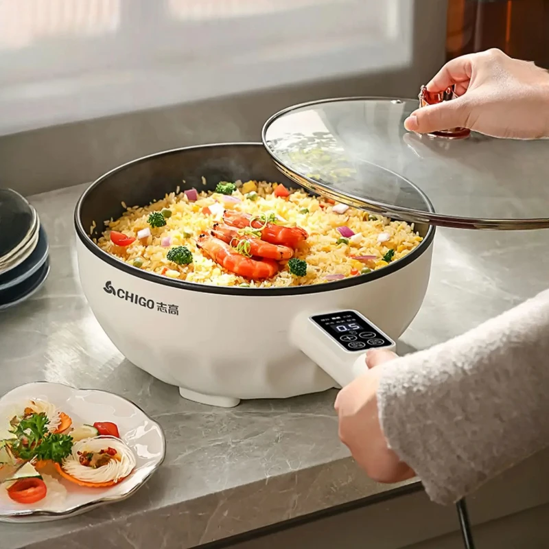 Home Cooking Meal - Pentola elettrica multifunzione, friggitrice elettrica antiaderente